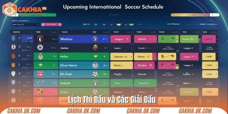Lịch thi đấu và các giải đấu